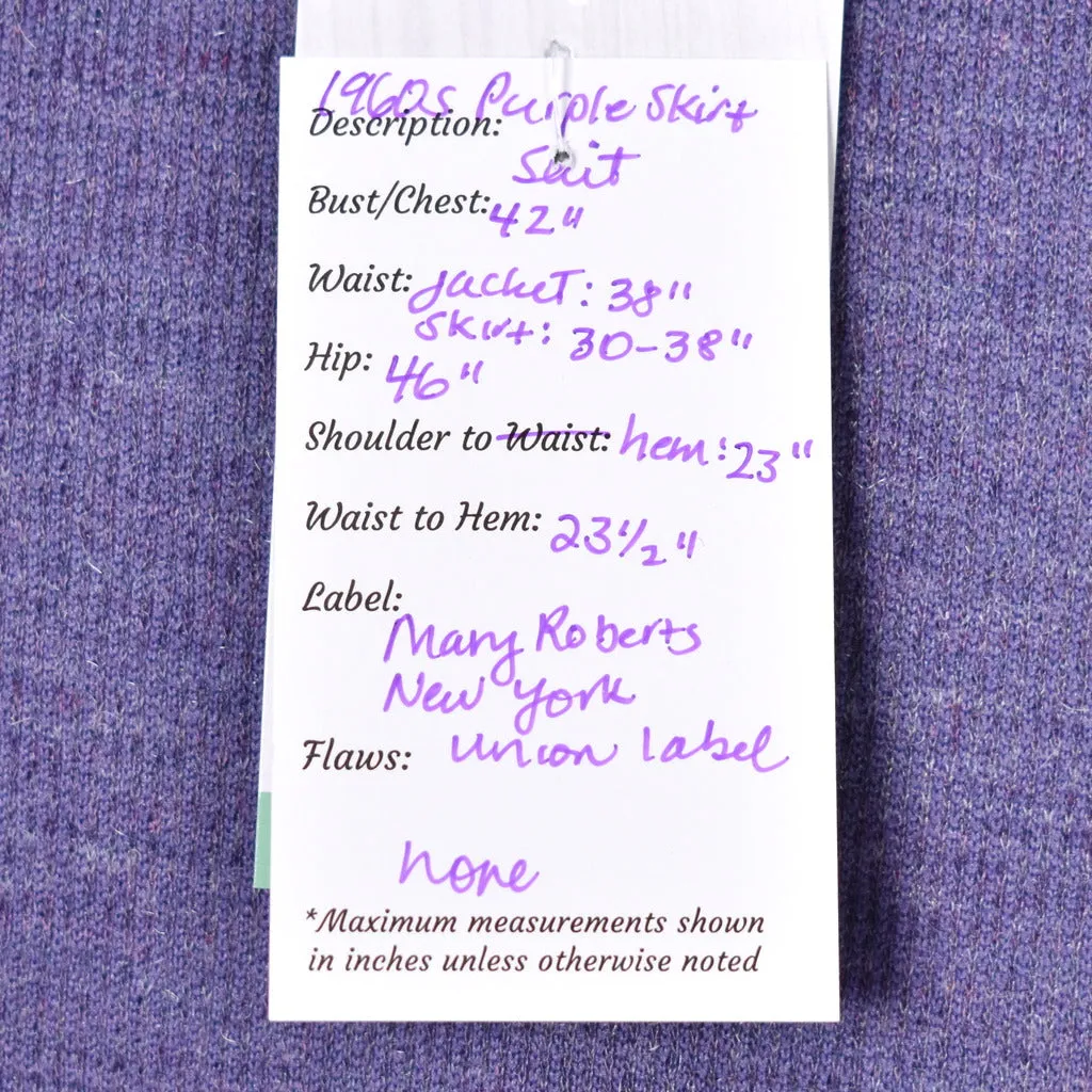 1960s Purple Skirt Suit Set