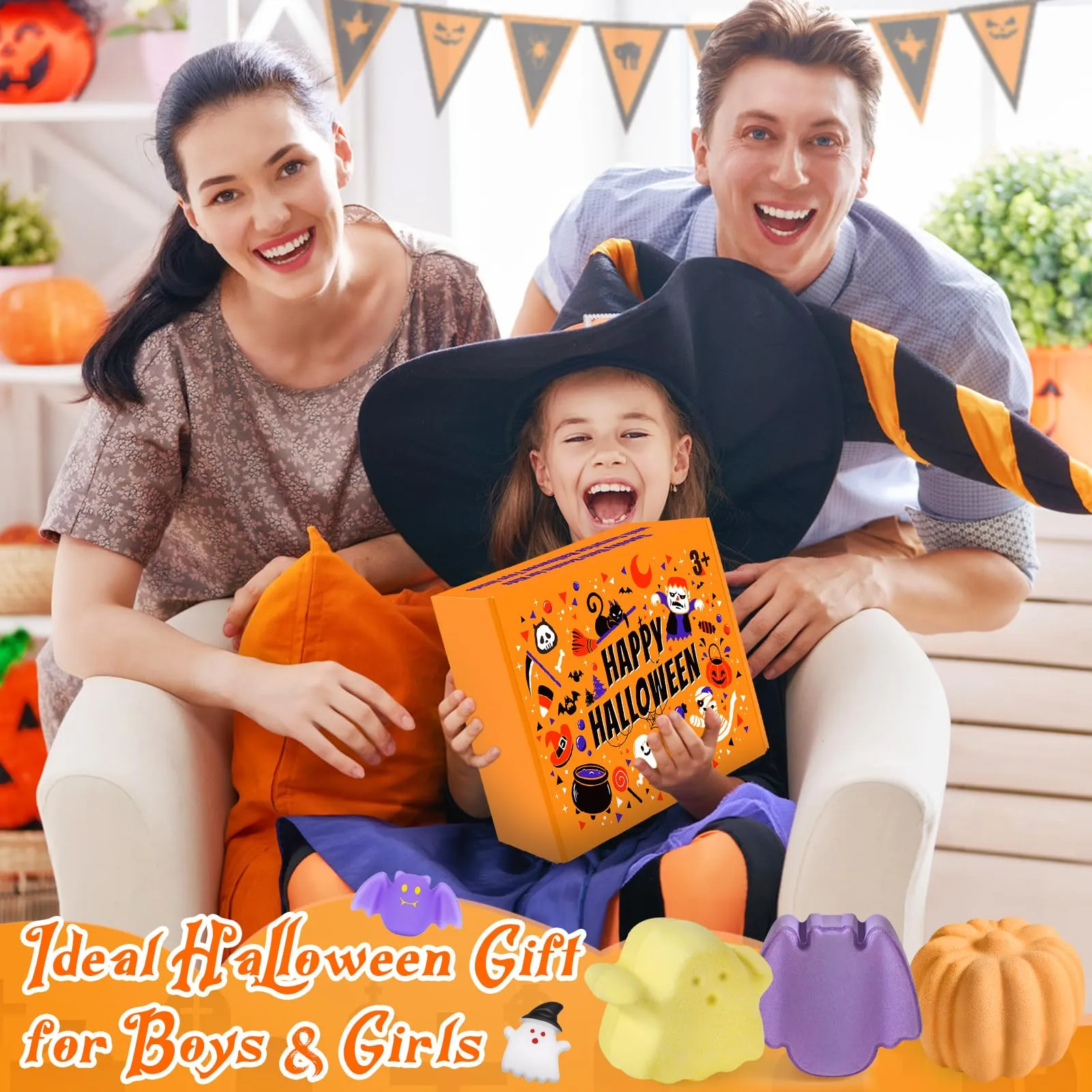 9 Pack Halloween Bath Bombs for Kids, Halloween Bubble Kids Bath Bombs with Surprise Toy Inside, Halloween Treat Bags Gifts for Kids Girls Boys