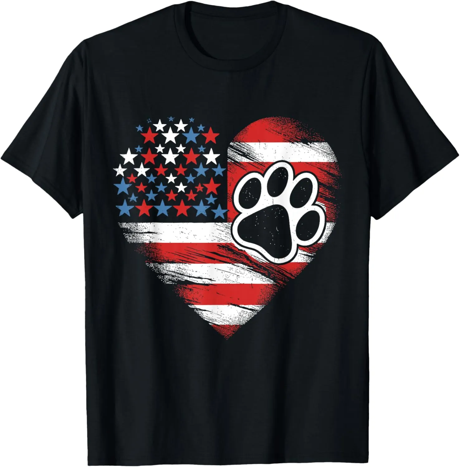 American Flag Dog and Cat Paw Patriotic 4th Of July T-Shirt