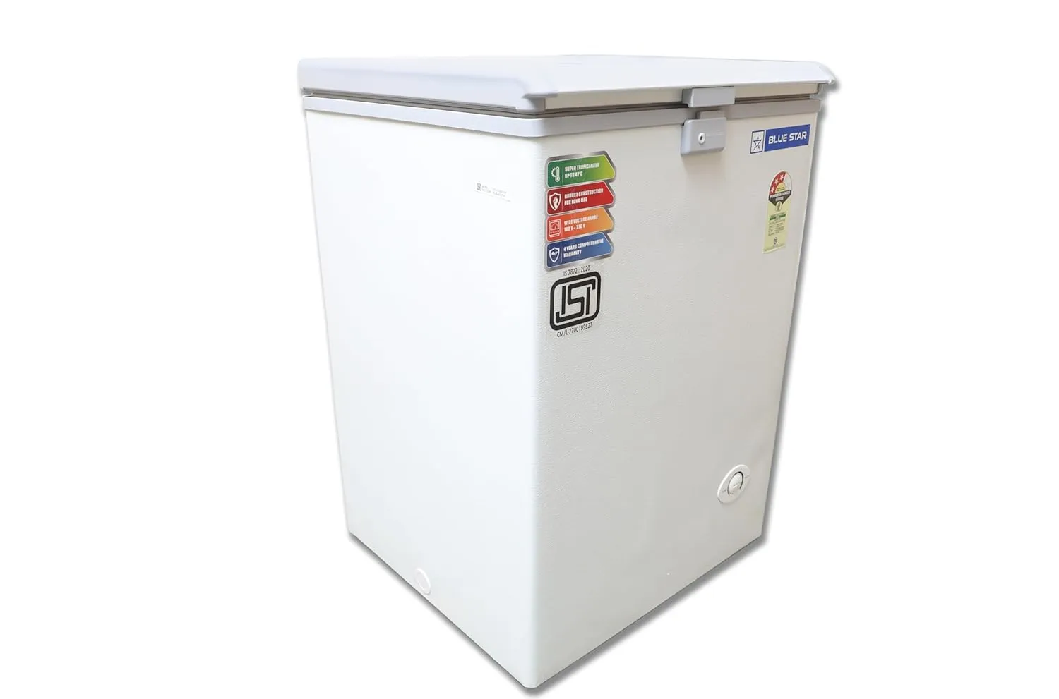 Blue Star CF3-130NEYW 130 Litre Chest Freezer (White, 3 Star, R290 Refrigerant, Single Door, Manual Defrost, Made in India)