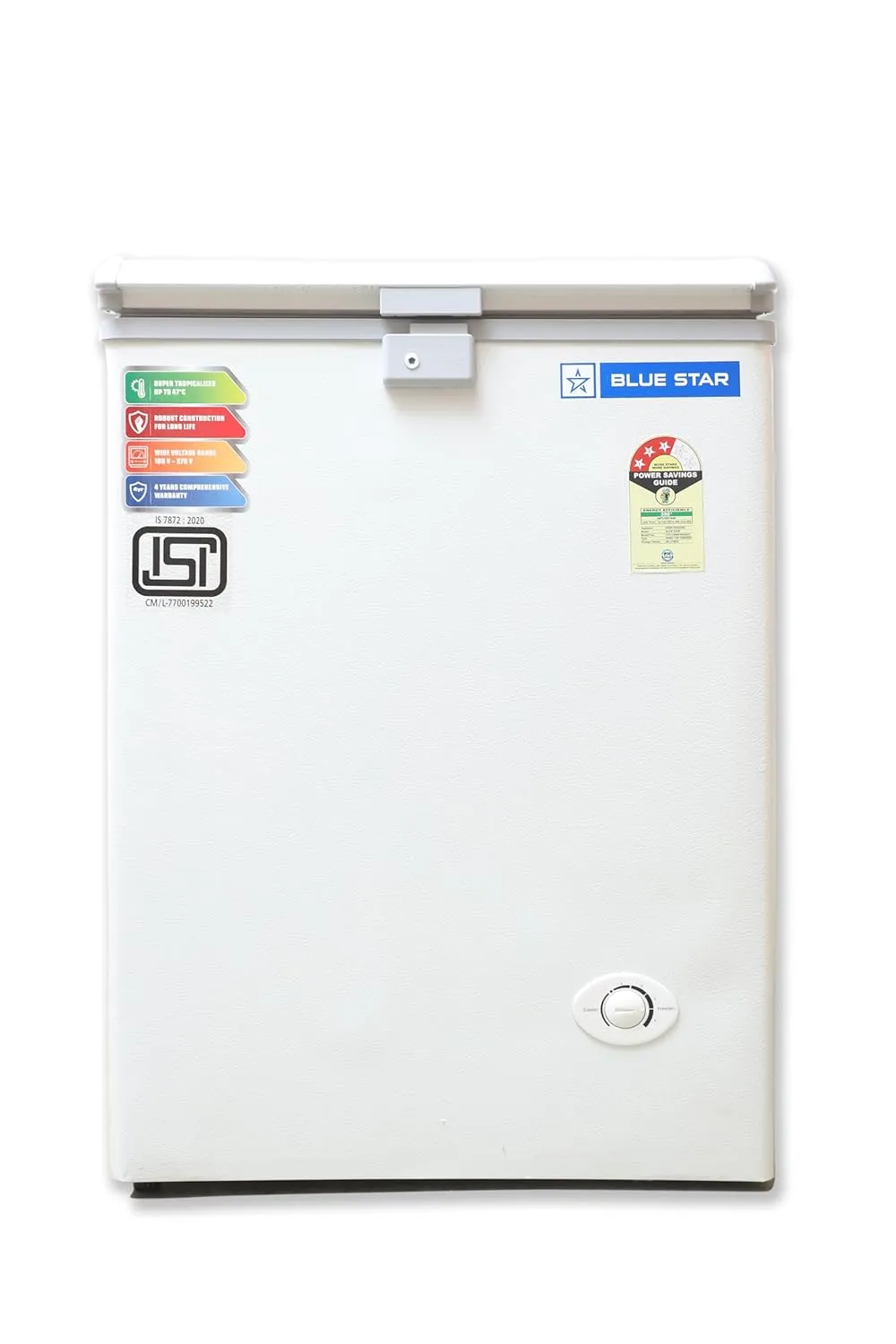 Blue Star CF3-130NEYW 130 Litre Chest Freezer (White, 3 Star, R290 Refrigerant, Single Door, Manual Defrost, Made in India)