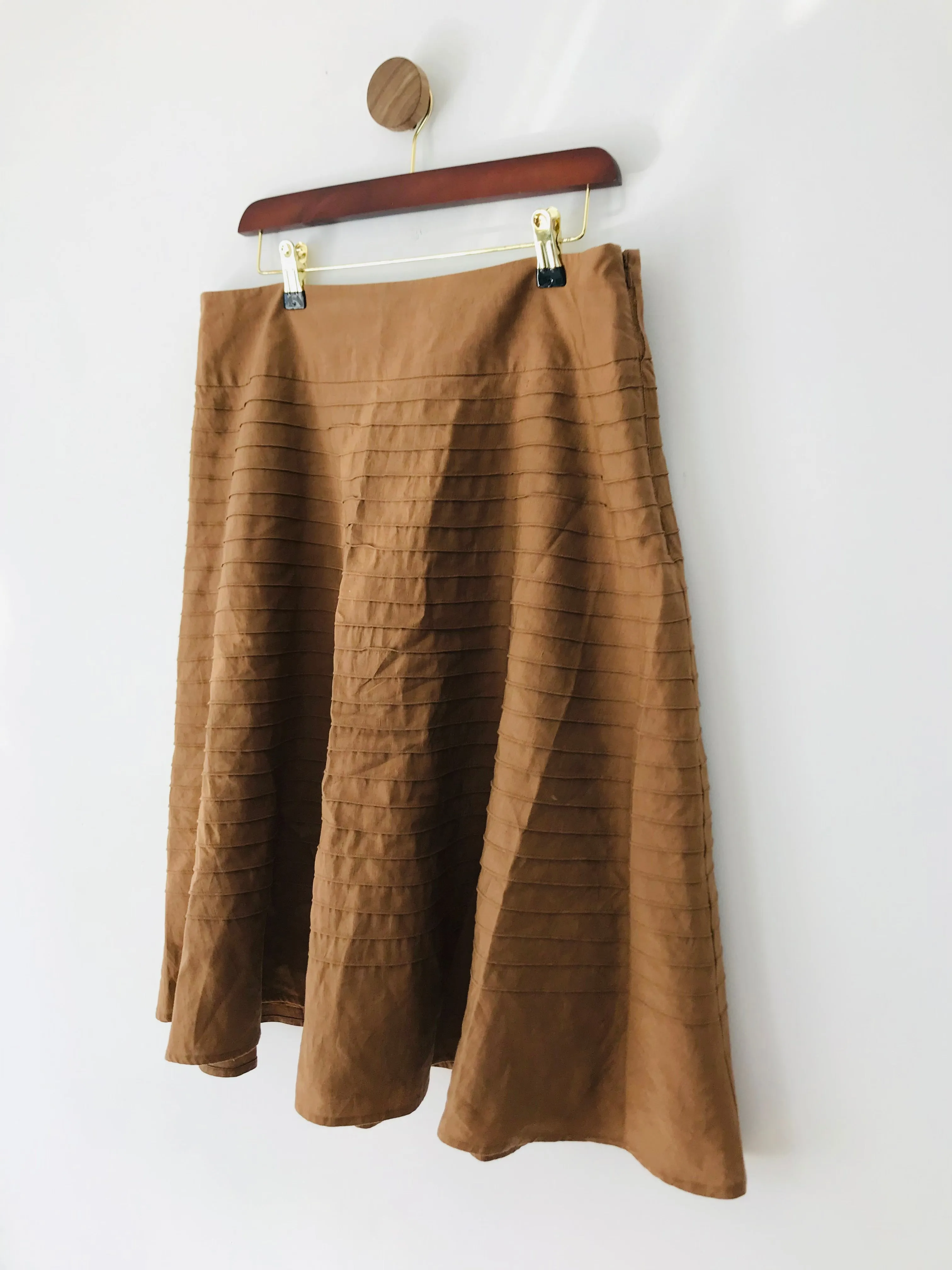 Coast Women's Pin-Tuck Midi A-Line Skirt | UK16 | Brown