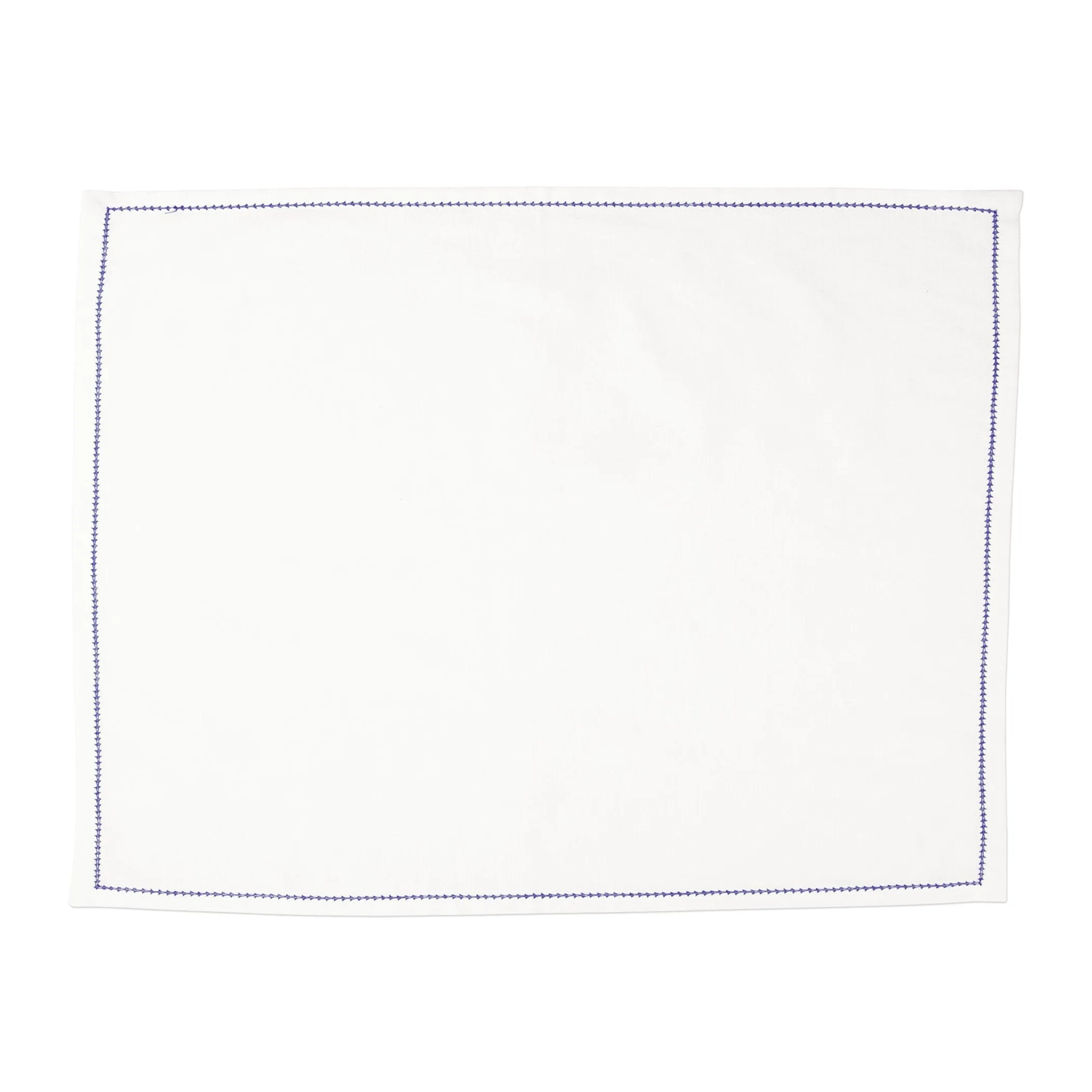Cotone Linens Ivory Placemats with Cobalt Stitching - Set of 4