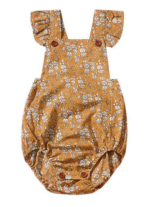 Cute Baby Girl Ruffle Sleeve Floral Onesie Bodysuit