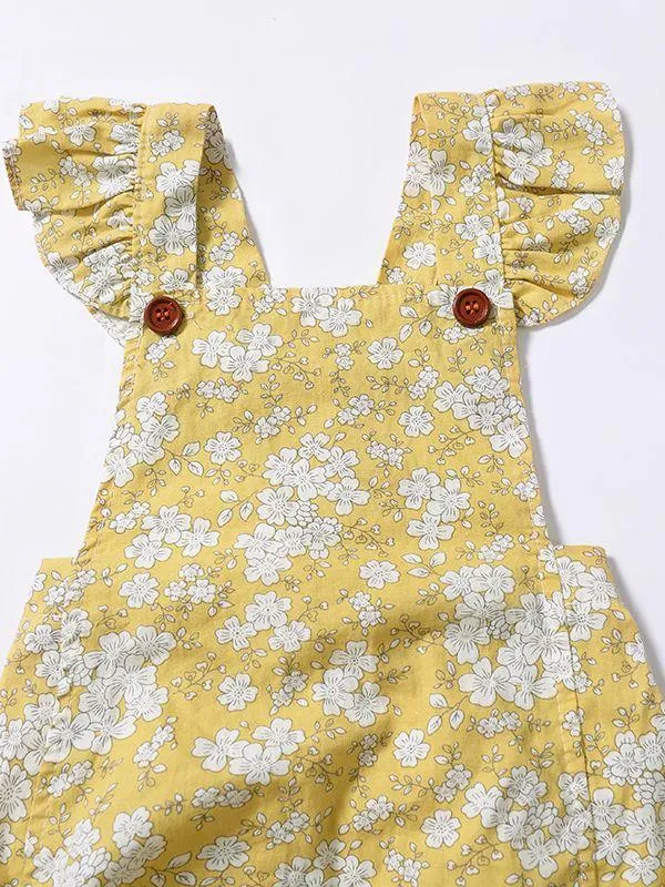 Cute Baby Girl Ruffle Sleeve Floral Onesie Bodysuit