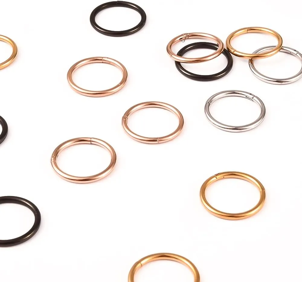 DOEARKO 10 PCS 16G Septum Nose Piercing Rings Hypoallergenic 316L Stainless Steel 0g 00g Plugs for Ears Body Piercing Jewelry