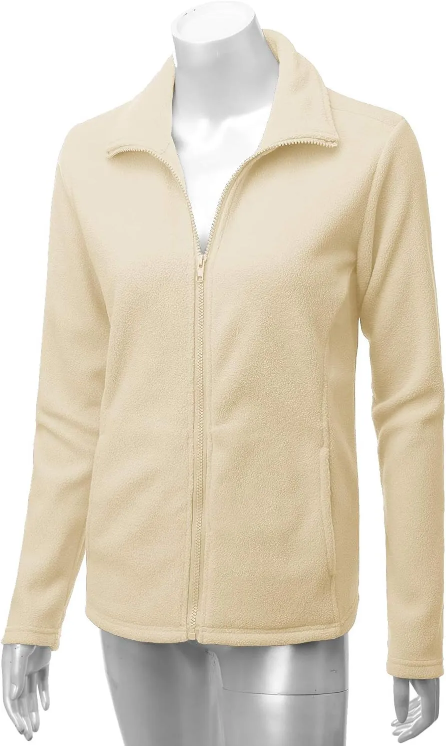DOUBLJU Soft Polar Fleece Jacket Full Zip Long Sleeve with Side Pocket Casual Basic Lightweight Coat for Women with Plus Size
