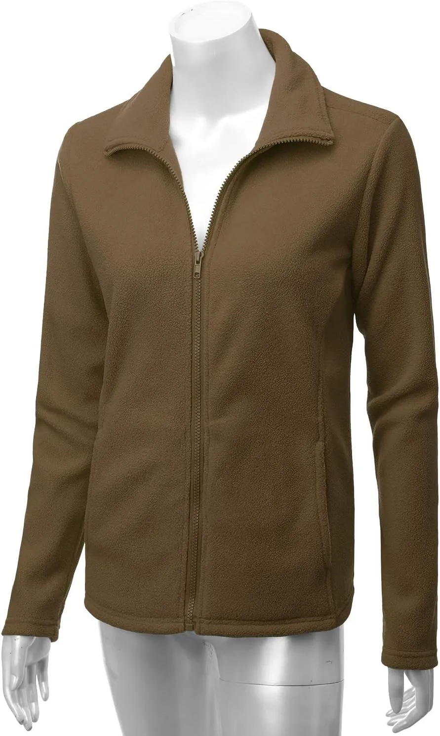 DOUBLJU Soft Polar Fleece Jacket Full Zip Long Sleeve with Side Pocket Casual Basic Lightweight Coat for Women with Plus Size