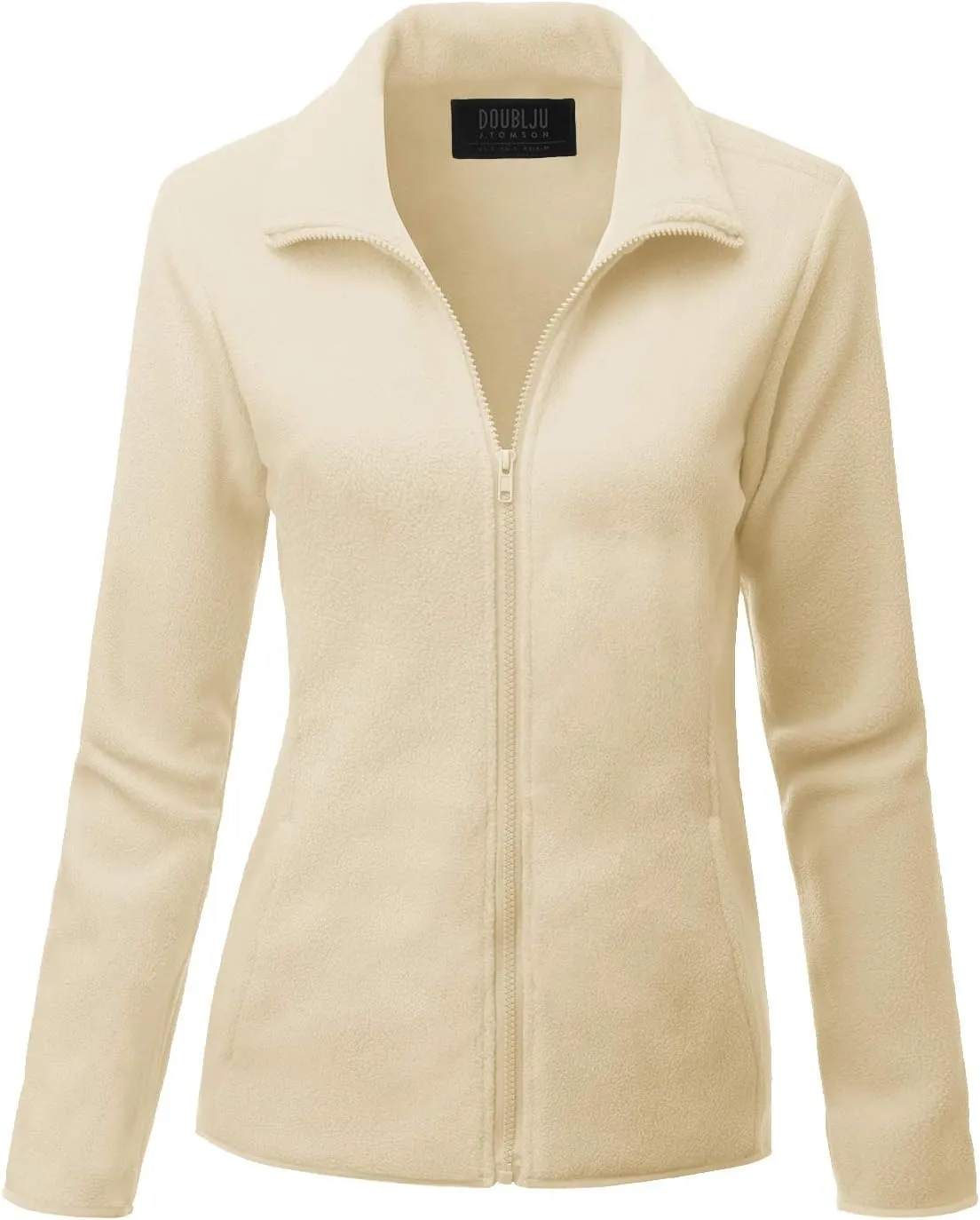DOUBLJU Soft Polar Fleece Jacket Full Zip Long Sleeve with Side Pocket Casual Basic Lightweight Coat for Women with Plus Size