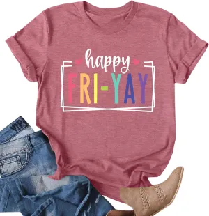 Friday Shirt for Women Happy Friday Teacher T Shirt Friday Weekend Tshirt Teacher Gifts Tops