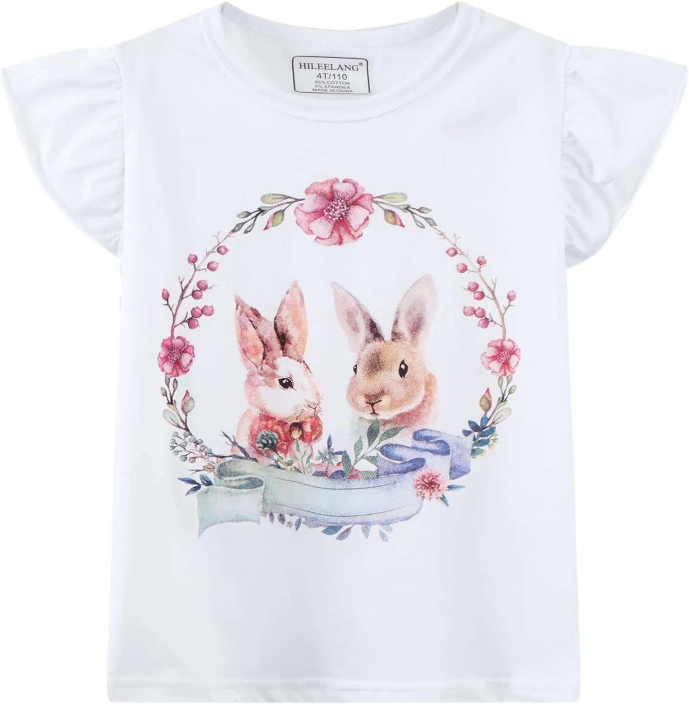 HILEELNAG Girls' Tees Short Sleeve Cotton Casual Graphic T-Shirts Easter Summer Tops 3Packs