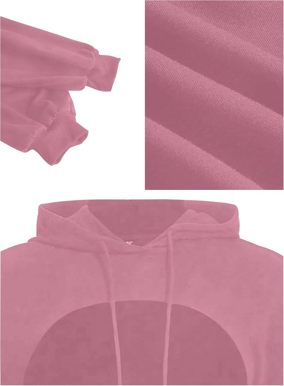 Hilinker Women's Long Sleeve Cropped Hoodie Workout Drawstring Super Crop Tops without Camisole