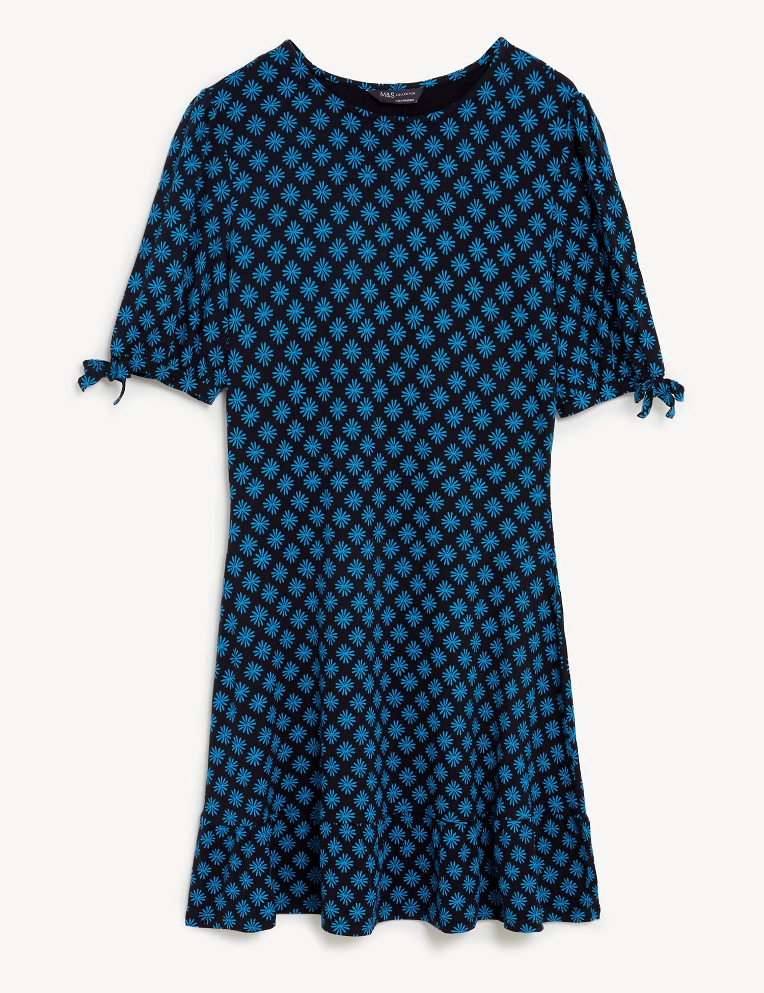 Jersey Printed Round Neck Mini Skater Dress