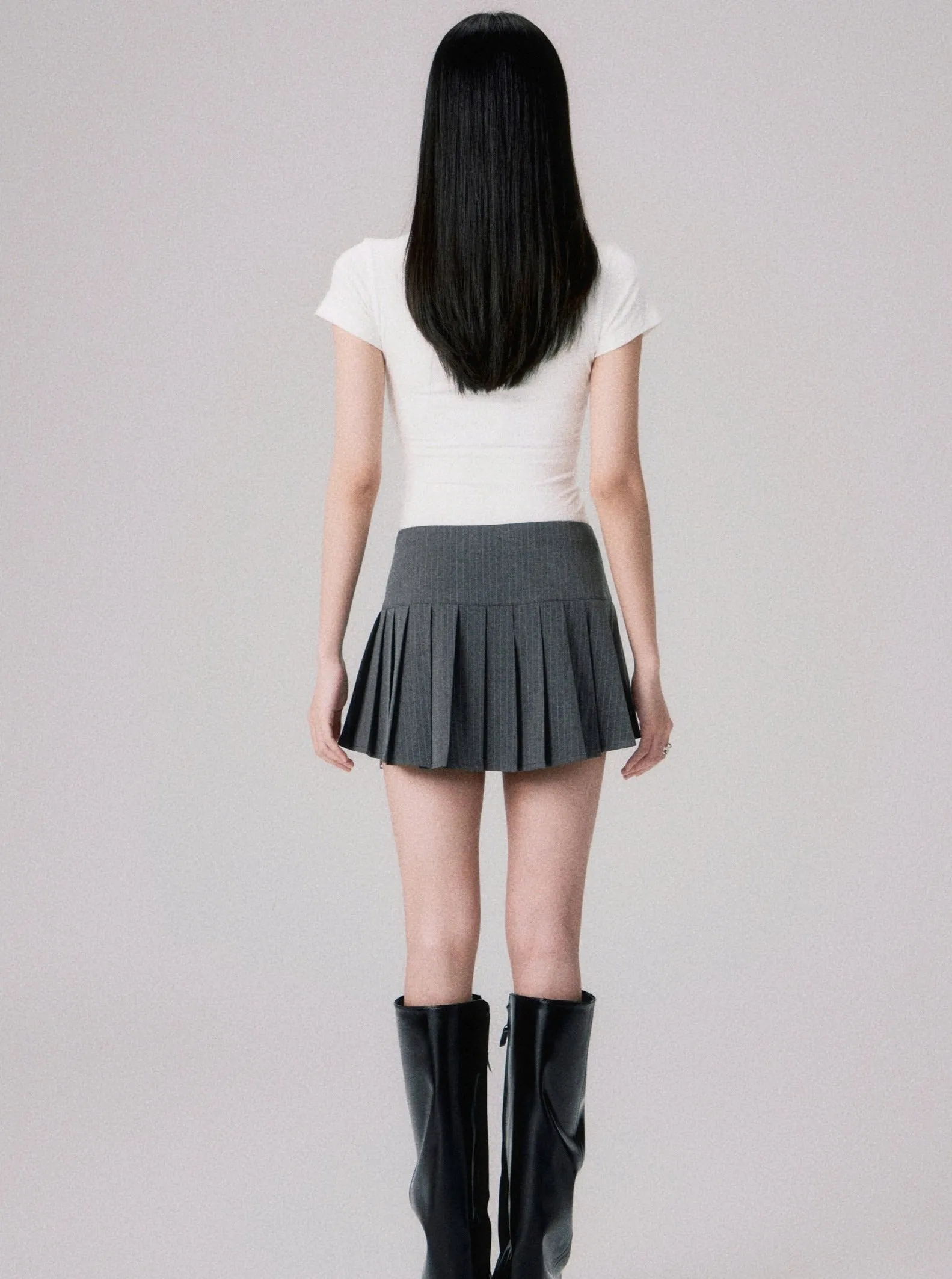 Low-Rise Striped A-Line Skirt