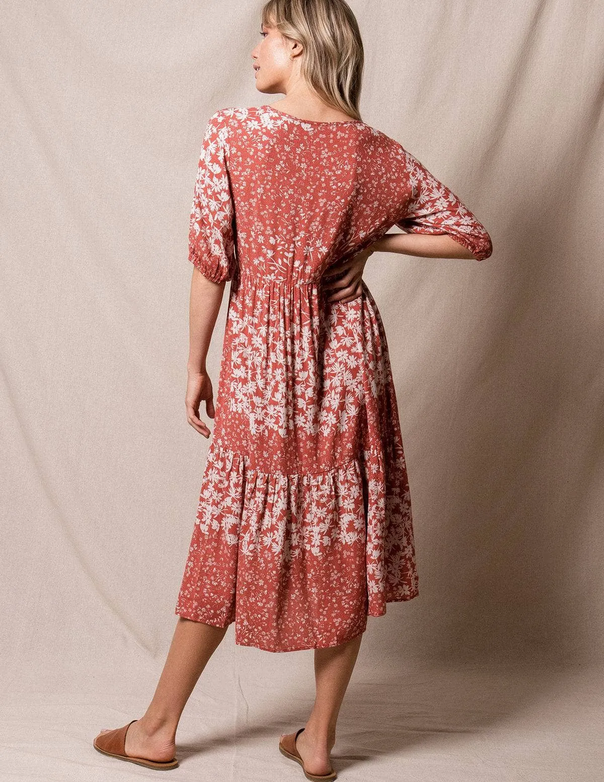 Madison Midi Dress - Coral