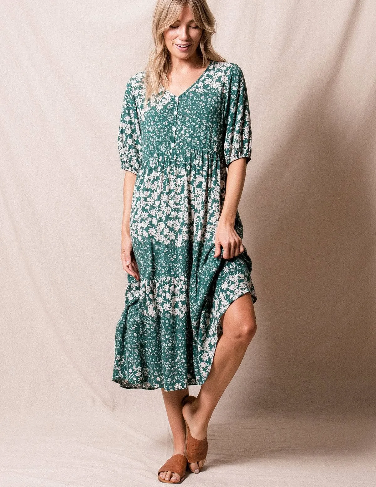 Madison Midi Dress - Evergreen