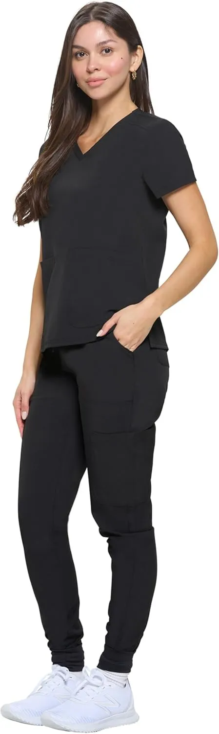 M&M SCRUBS Women's Essential Jogger Scrub Set Nursing Uniform Clearance Cool Stretch Scrub Top and Pant Workwear