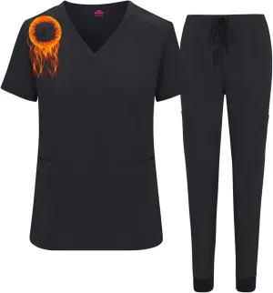 M&M SCRUBS Women's Essential Jogger Scrub Set Nursing Uniform Clearance Cool Stretch Scrub Top and Pant Workwear