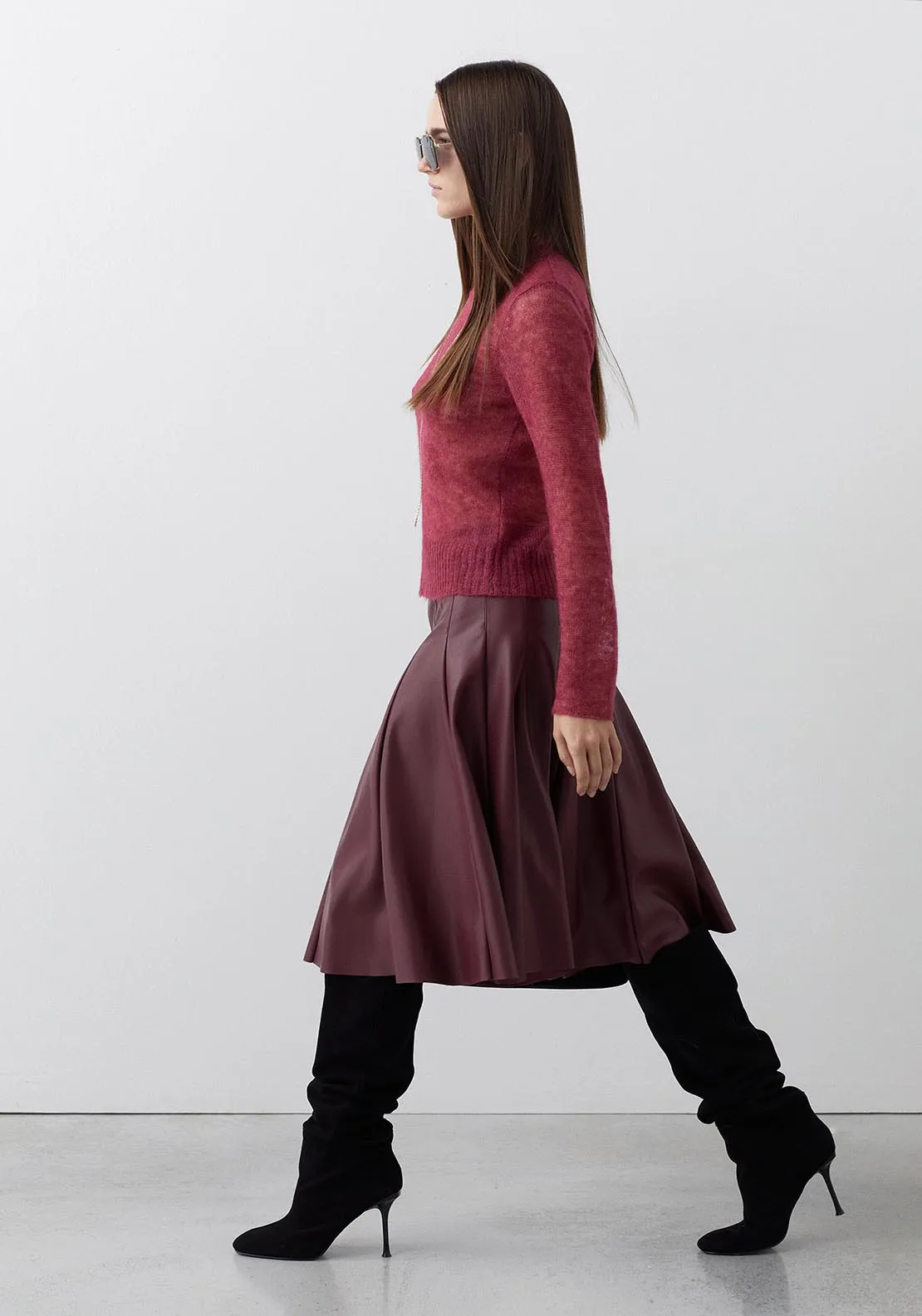 Marsala flared skirt - Maroon