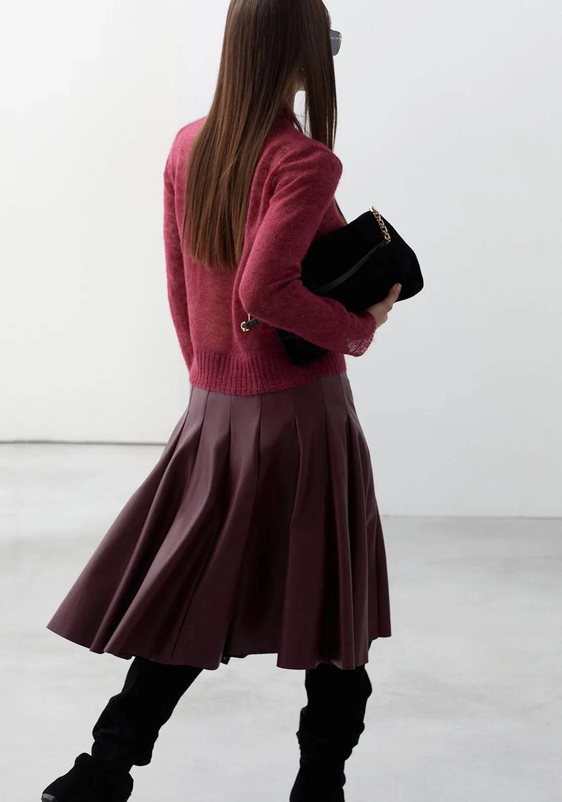Marsala flared skirt - Maroon