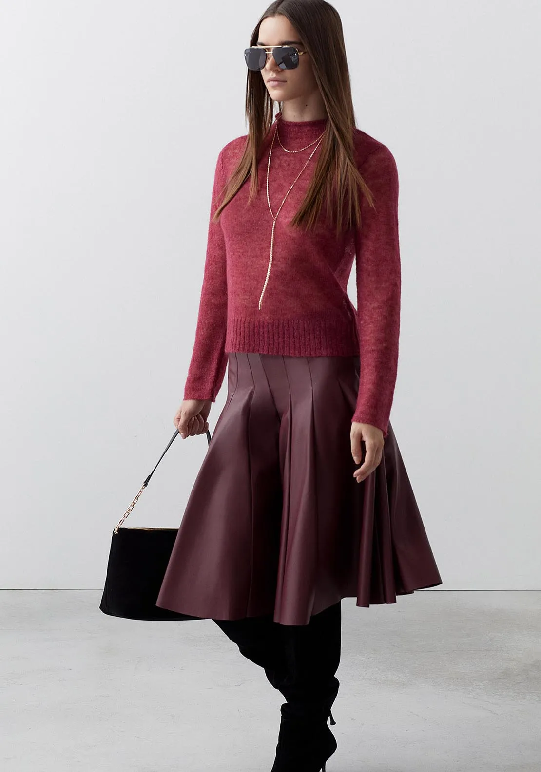 Marsala flared skirt - Maroon