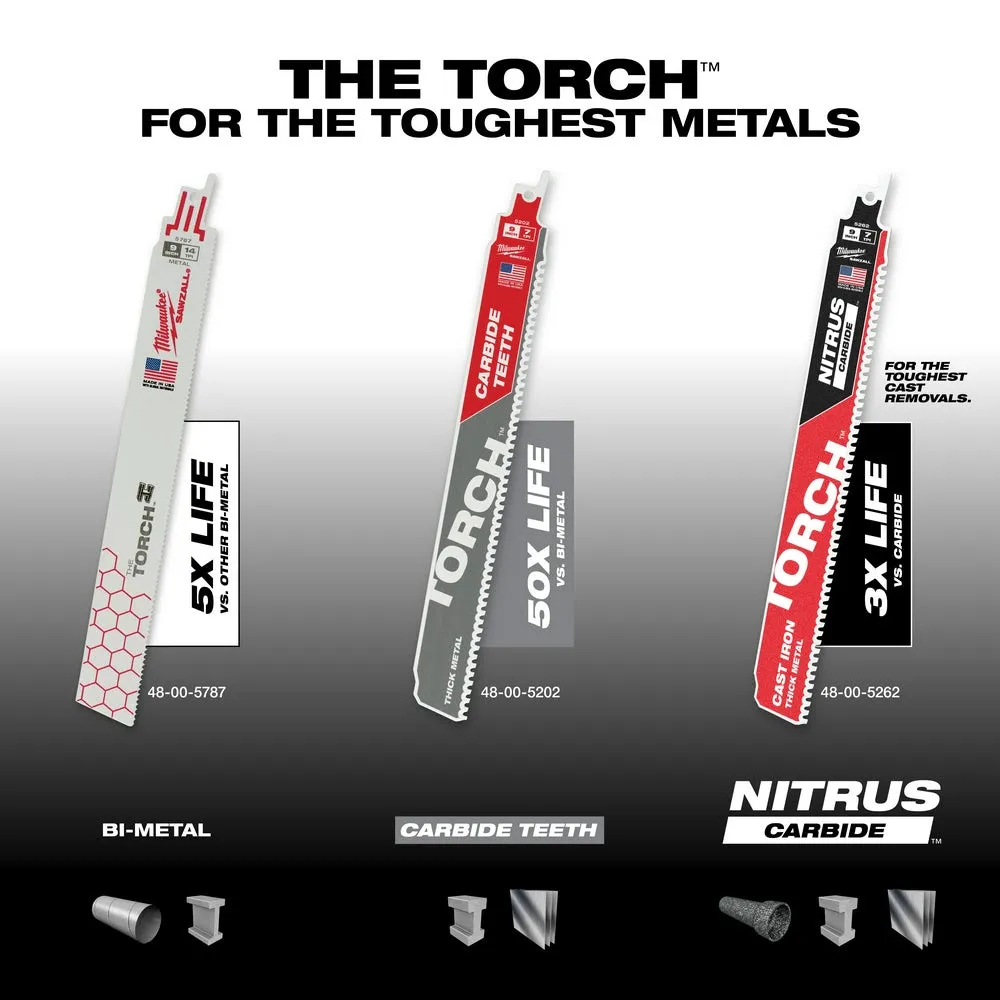 Milwaukee 48-00-5790 Super Sawzall Blade 24 Teeth per Inch 9-Inch Length, Torch, 5 Pack