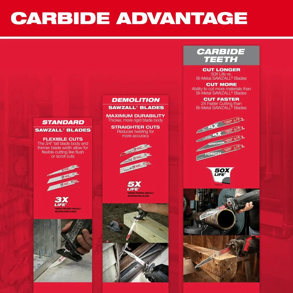 Milwaukee 48-00-8026 9" x 5/8TPI Super Sawzall AX Blade 25-Pack
