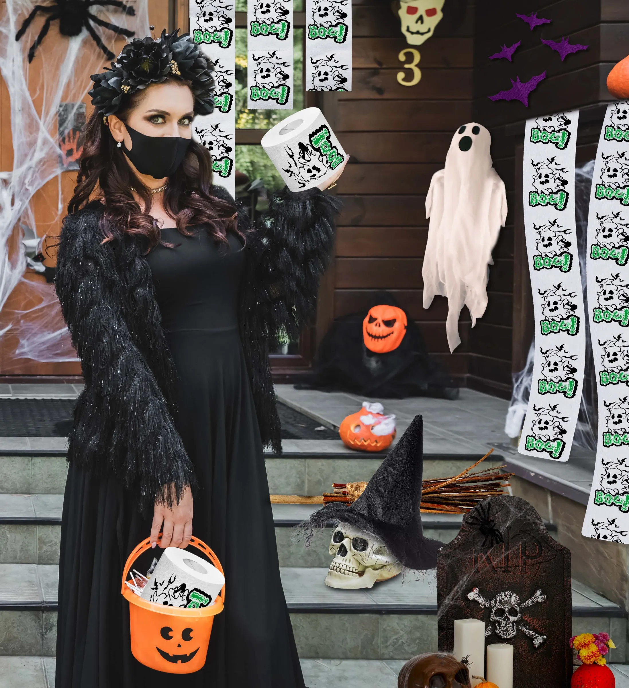 Printed TP Halloween Boo! Ghost Printed Toilet Paper Gag Gift – 500 Sheets