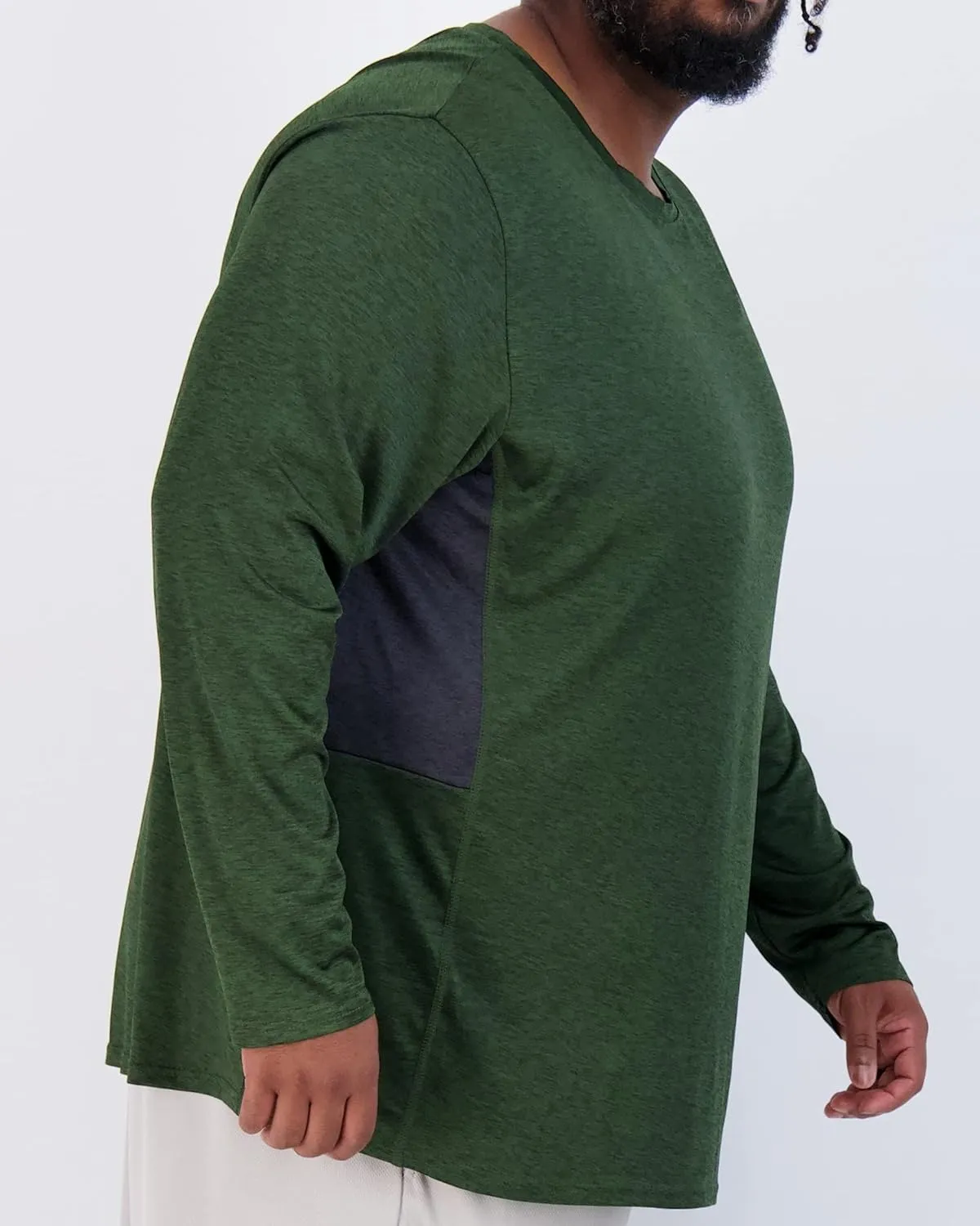 Real Essentials 3 Pack: Mens Big & Tall Tech Stretch Long-Sleeve & Short-Sleeve Dry-Fit T-Shirt (3XT-5XT)