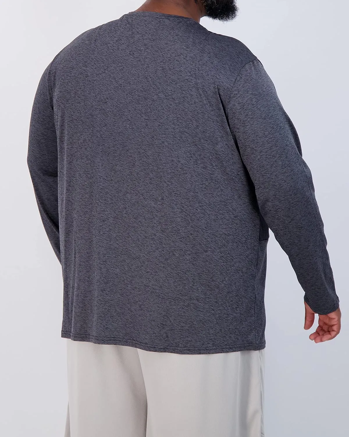 Real Essentials 3 Pack: Mens Big & Tall Tech Stretch Long-Sleeve & Short-Sleeve Dry-Fit T-Shirt (3XT-5XT)