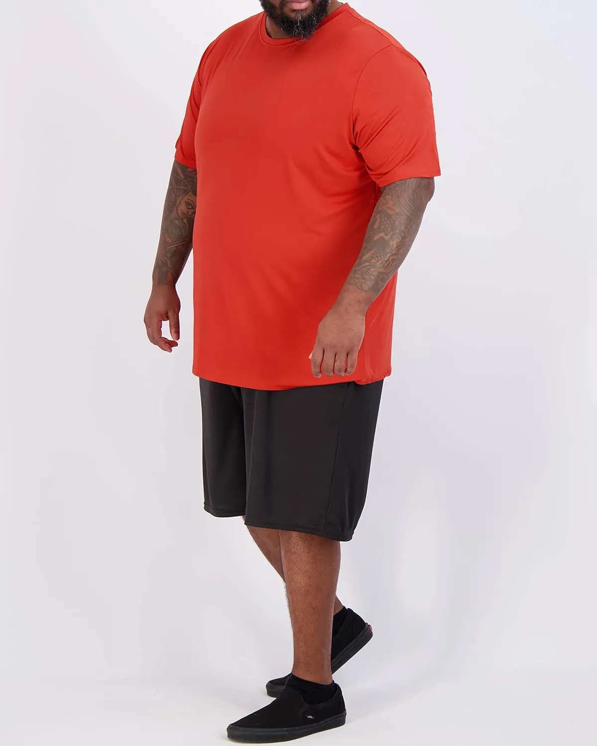 Real Essentials 3 Pack: Mens Big & Tall Tech Stretch Long-Sleeve & Short-Sleeve Dry-Fit T-Shirt (3XT-5XT)