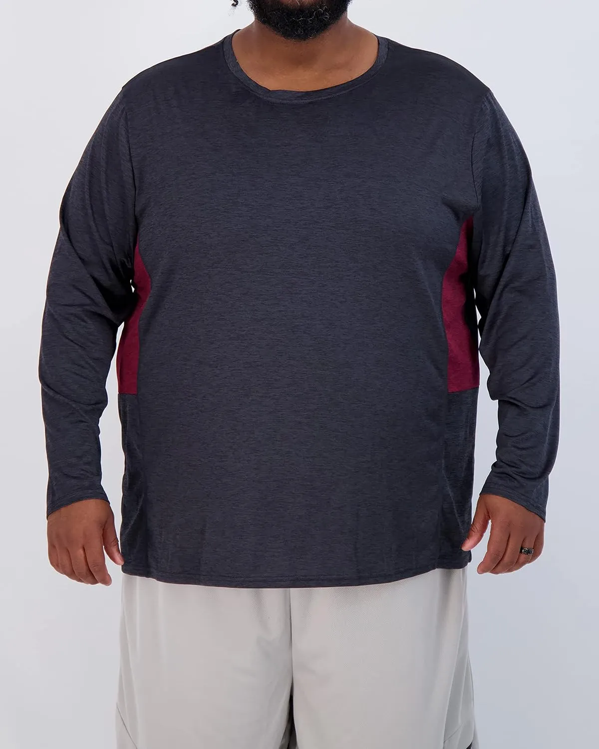 Real Essentials 3 Pack: Mens Big & Tall Tech Stretch Long-Sleeve & Short-Sleeve Dry-Fit T-Shirt (3XT-5XT)