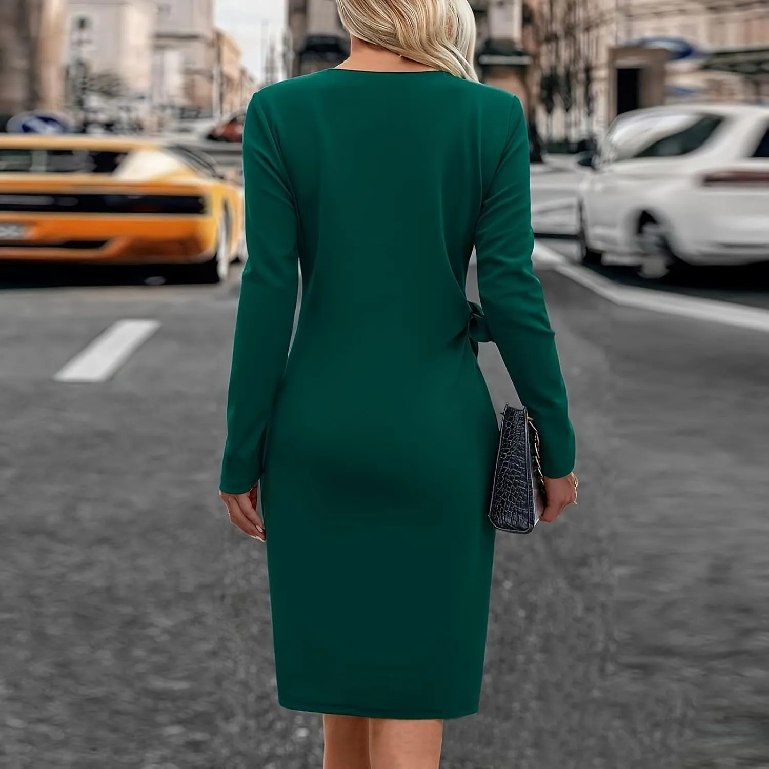 Turtle Neck Dress for Women,Womens Fall and Winter Fashion Sexy Slim Waisted Package Hip Dating Long Sleeve Dresses