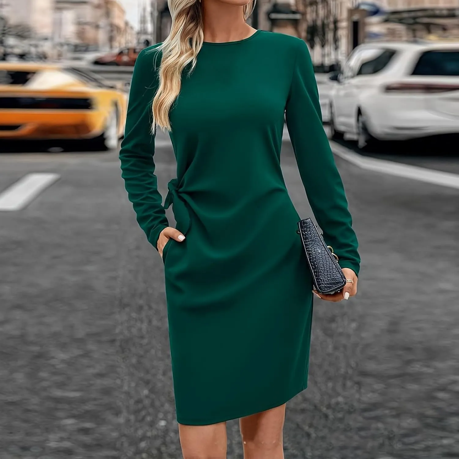 Turtle Neck Dress for Women,Womens Fall and Winter Fashion Sexy Slim Waisted Package Hip Dating Long Sleeve Dresses