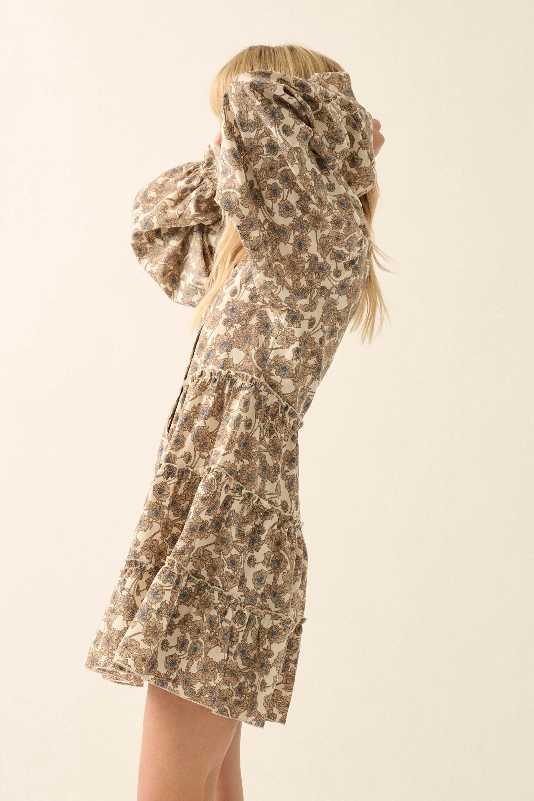 Wildwood Flower Floral Button-Front Mini Dress