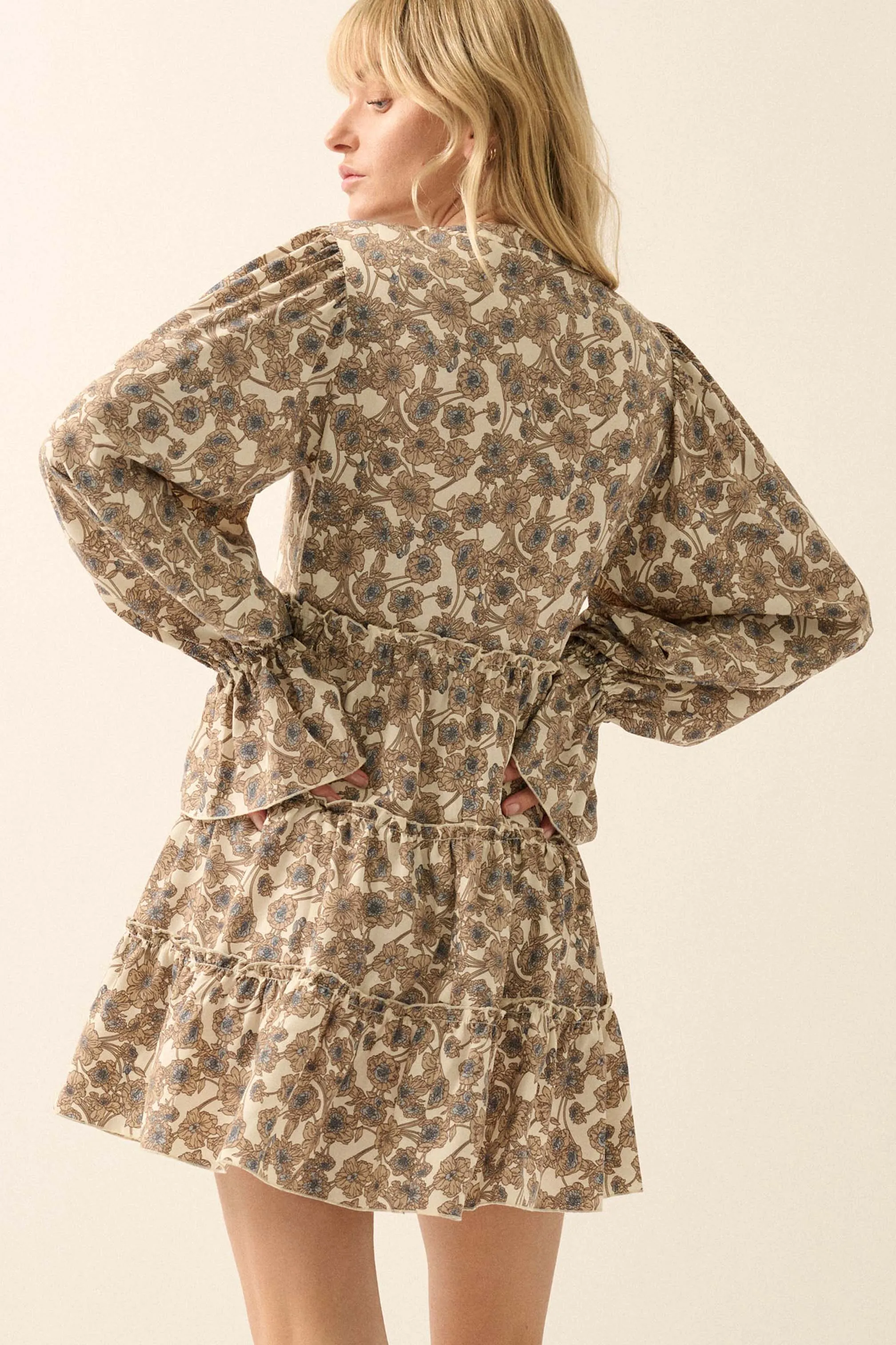 Wildwood Flower Floral Button-Front Mini Dress