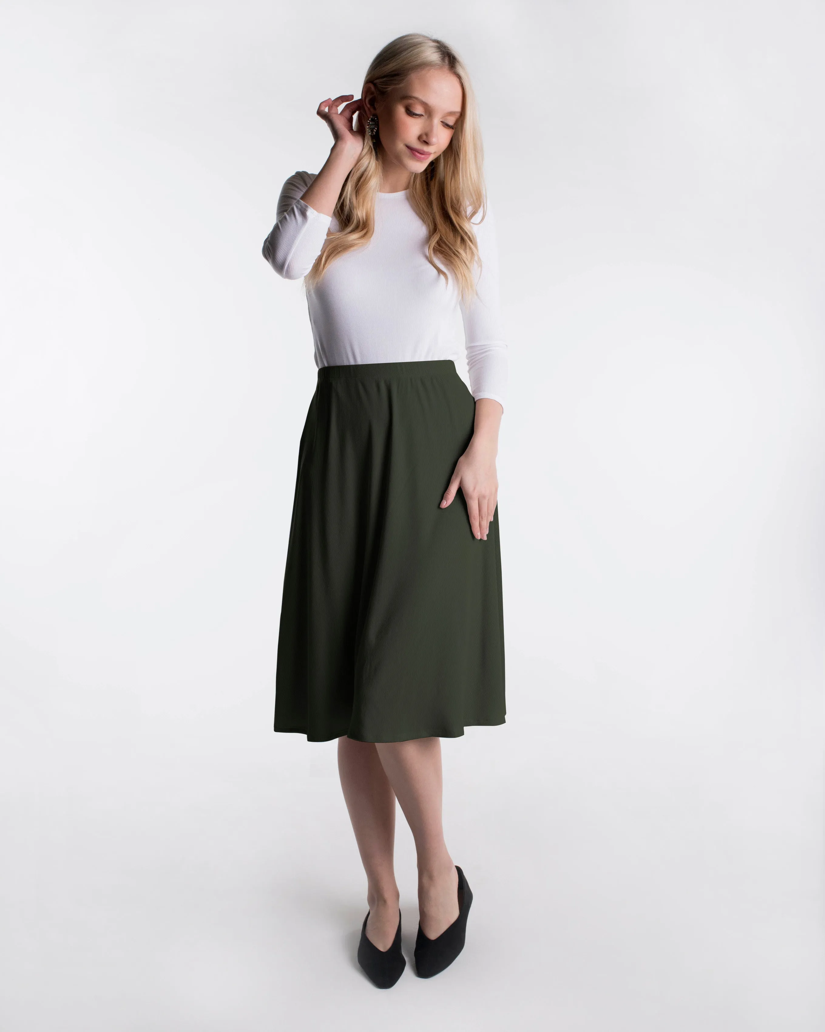 WOMENS A-LINE RIBBED SKIRT
