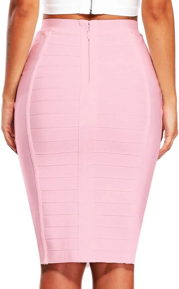 Women's High Waist Wear to Work Pencil Skirt Bandage Bodycon Midi Skirt