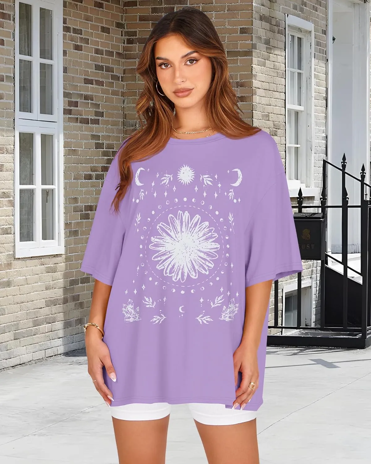 Womens Oversized Tshirt Graphic Tees Crew Neck Summer Short Sleeve Loose Fit Tops