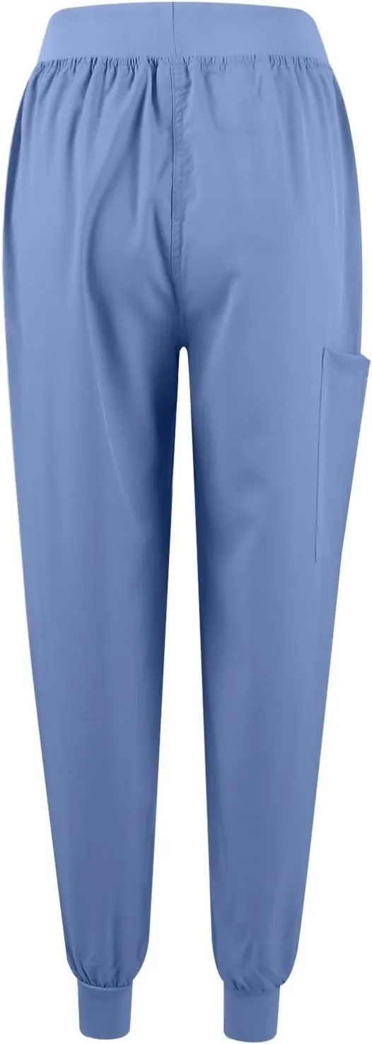 Women's V-Neck Stretch Fit Scrub Top & Jogger Scrubs Pants Multi Pocket Medical Nurse Uniforms Set